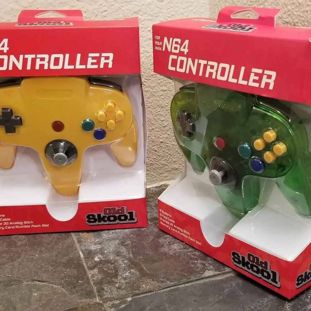 2 N64 Controllers - Yellow & Jungle Green (NEW) - Nintendo64 - Funtastic